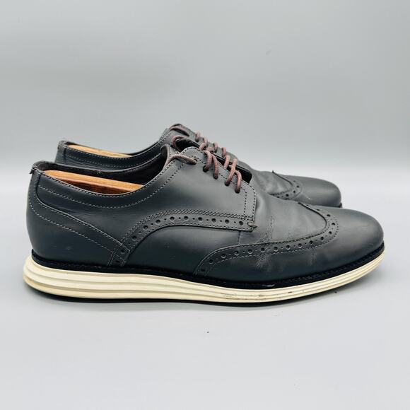 Cole Haan Shoes Mens 9.5 Gray Leather OriginalGrand Wingtip Oxford Dress Brogue